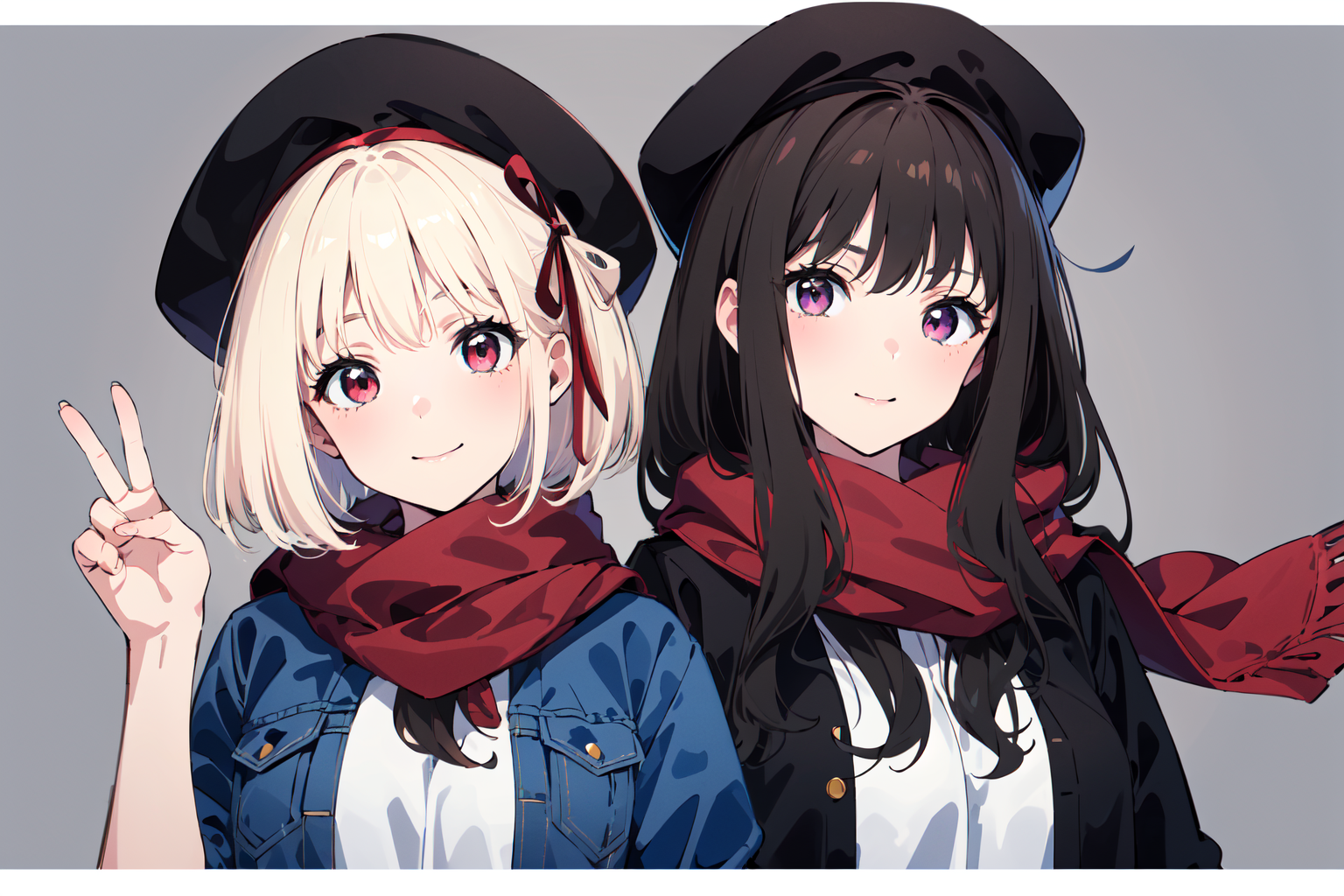 19387-3712583052-(masterpiece_1.2), best quality,pixiv,Chisato and Takina,_2girls,inoue takina, multiple girls, 2girls, short hair, hat, scarf, j.png